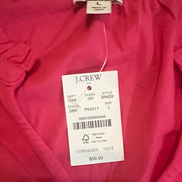 J. Crew Vibrant Pink Blouse with Ruffle Sleeves - Picture 2 of 2